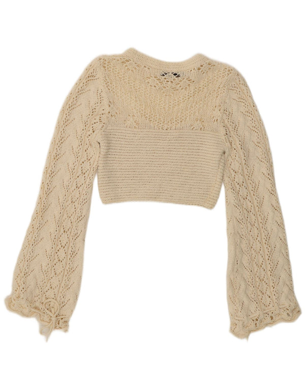 Zara Womens Crochet Crop Top UK 8 Petit Coton Blanc Cassé