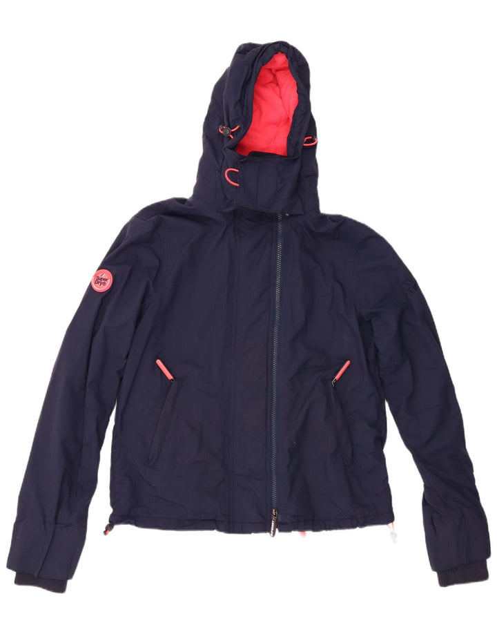 SUPERDRY Veste coupe-vent graphique pour femme UK 14 Bleu marine moyen