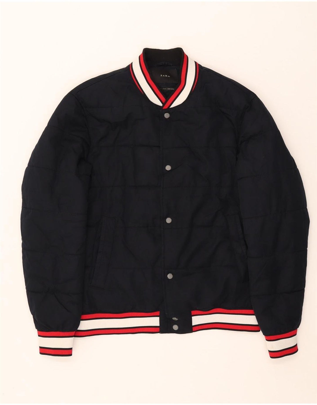 Zara Veste matelassée pour homme UK 40 Large Bleu Marine Polyester