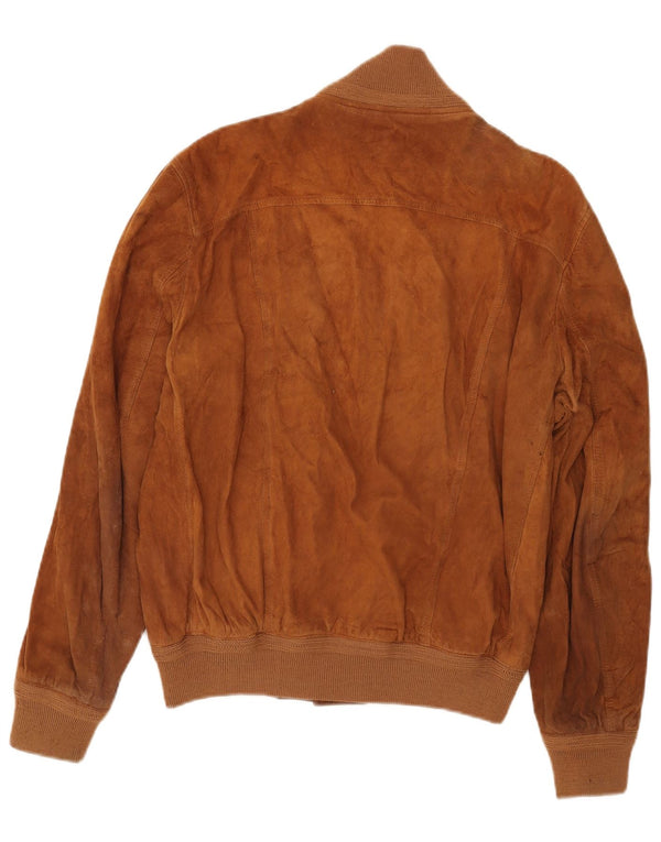 vintage Mens Suede Bomber Jacket IT 50 Grand Cuir Marron