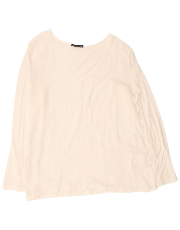Zara Haut à manches longues pour femme UK 14 Large Blanc