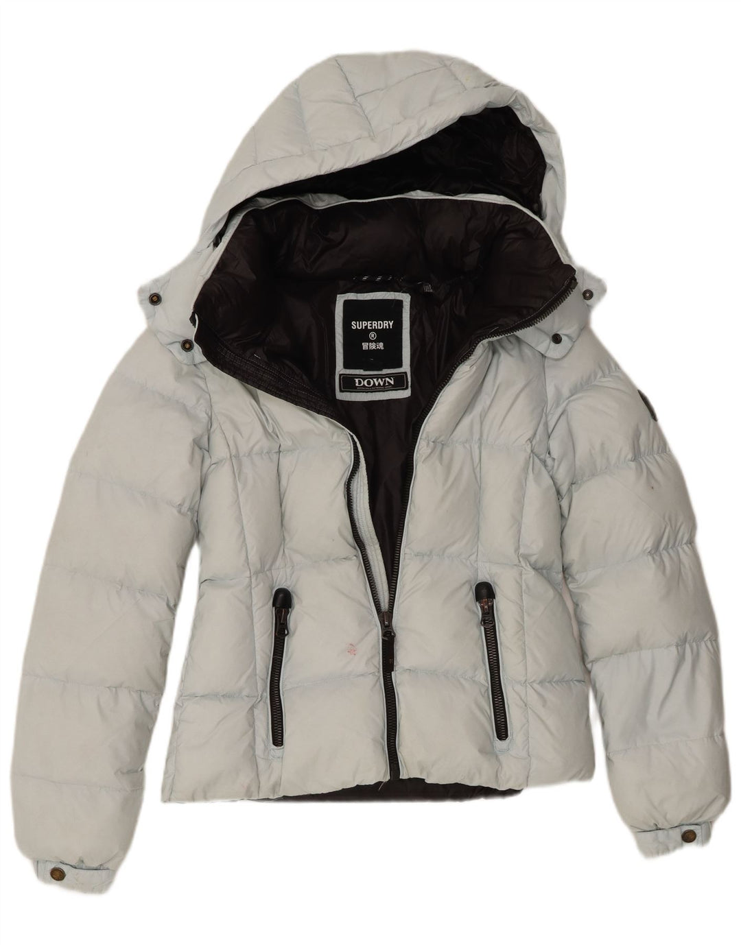 Superdry Veste matelassée à capuche pour femme UK 8 Small Bleu Nylon
