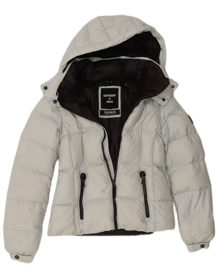 Superdry Veste matelassée à capuche pour femme UK 8 Small Bleu Nylon