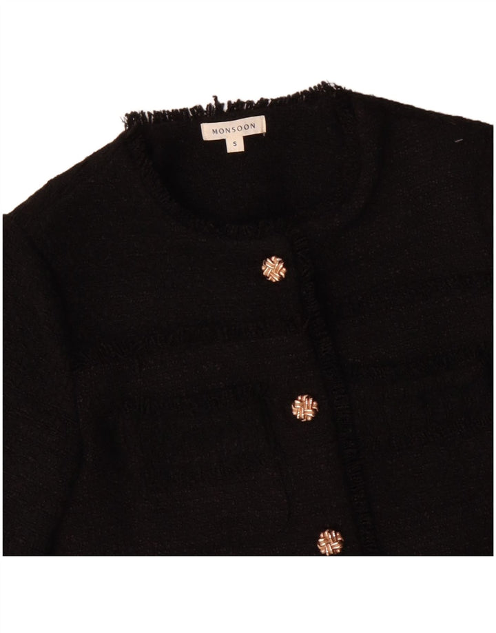 MONSOON Veste blazer à 5 boutons pour femme UK 10 Petit Noir Polyester