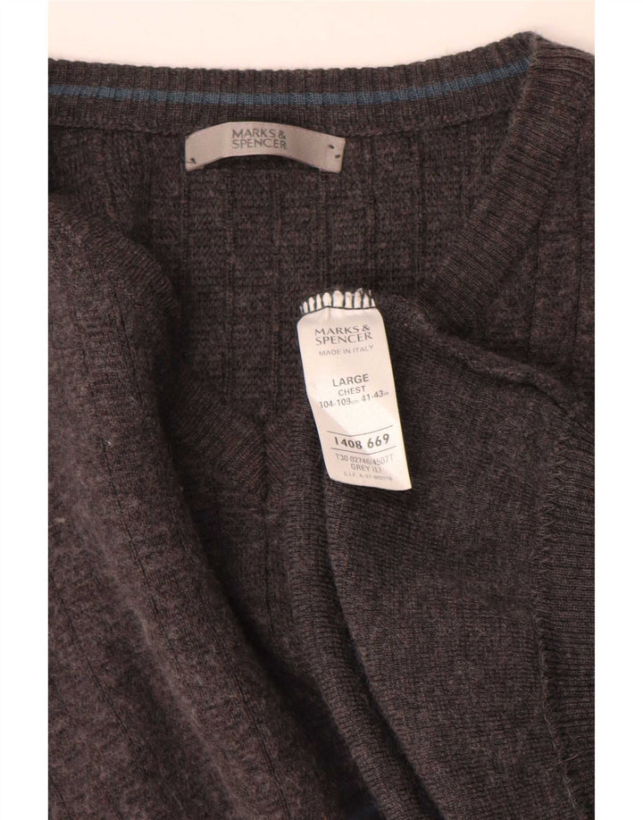Marks & Spencer Pull col V pour homme en acrylique gris Taille L