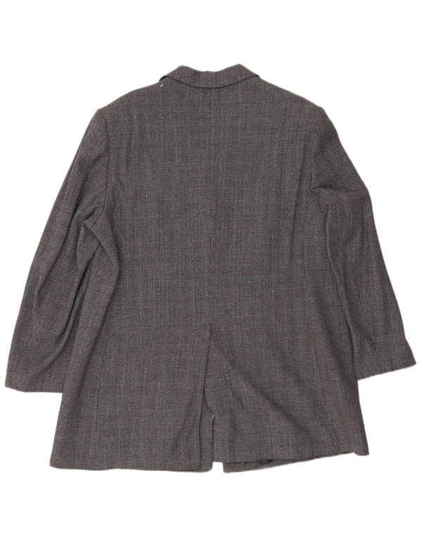 ELENA MIRO Veste blazer 3 boutons pour femme UK 22 2XL Bleu marine Pied-de-poule