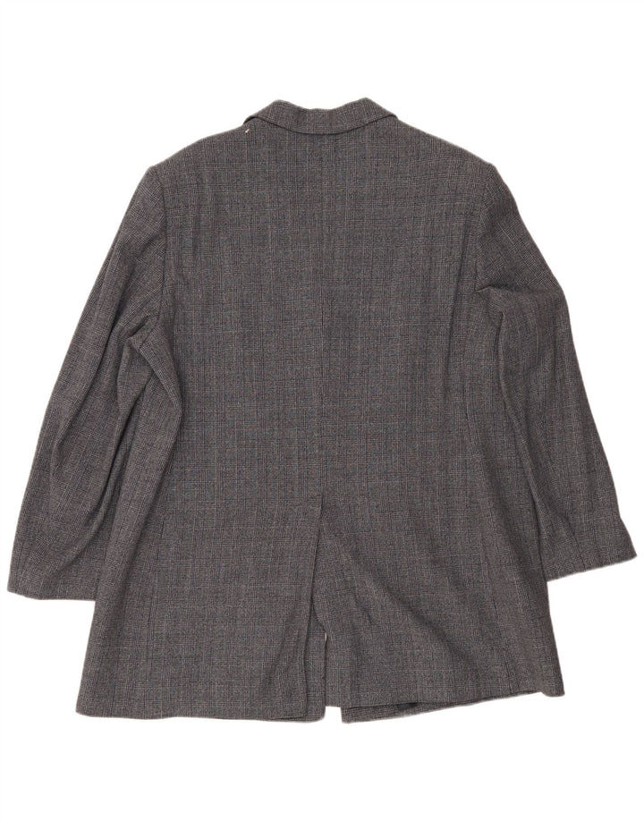 ELENA MIRO Veste blazer 3 boutons pour femme UK 22 2XL Bleu marine Pied-de-poule