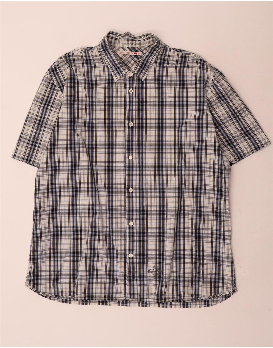 Levi's Mens Short Sleeve Shirt 2XL Blue Check Cotton