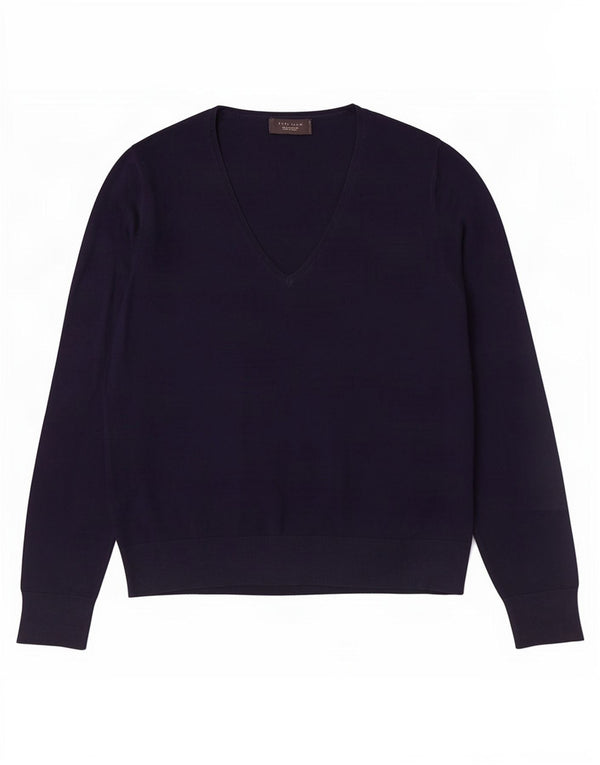 Zara Pull Col V Homme Large Bleu Marine Viscose