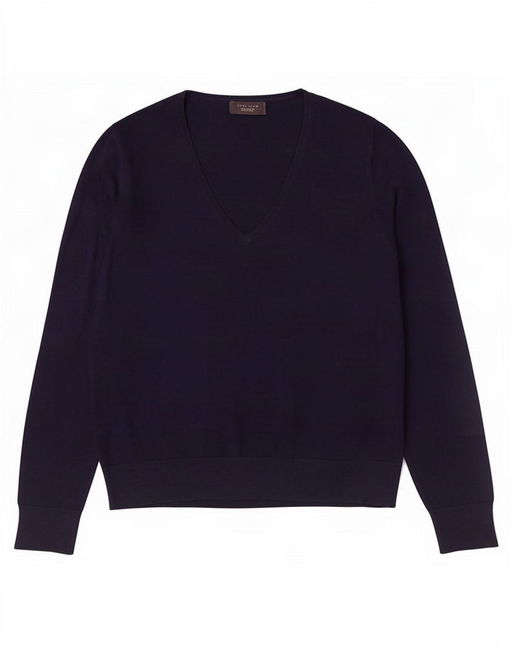 Zara Pull Col V Homme Large Bleu Marine Viscose