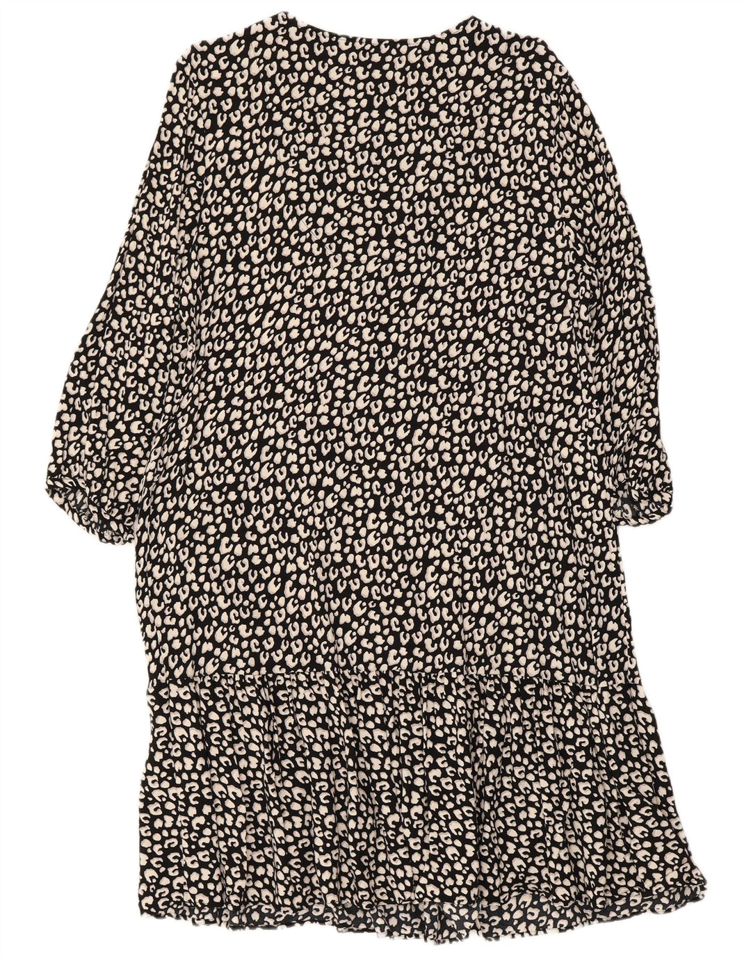 PRINCIPLES Robe à volants à manches 3/4 pour femme UK 16 Grand imprimé animal noir