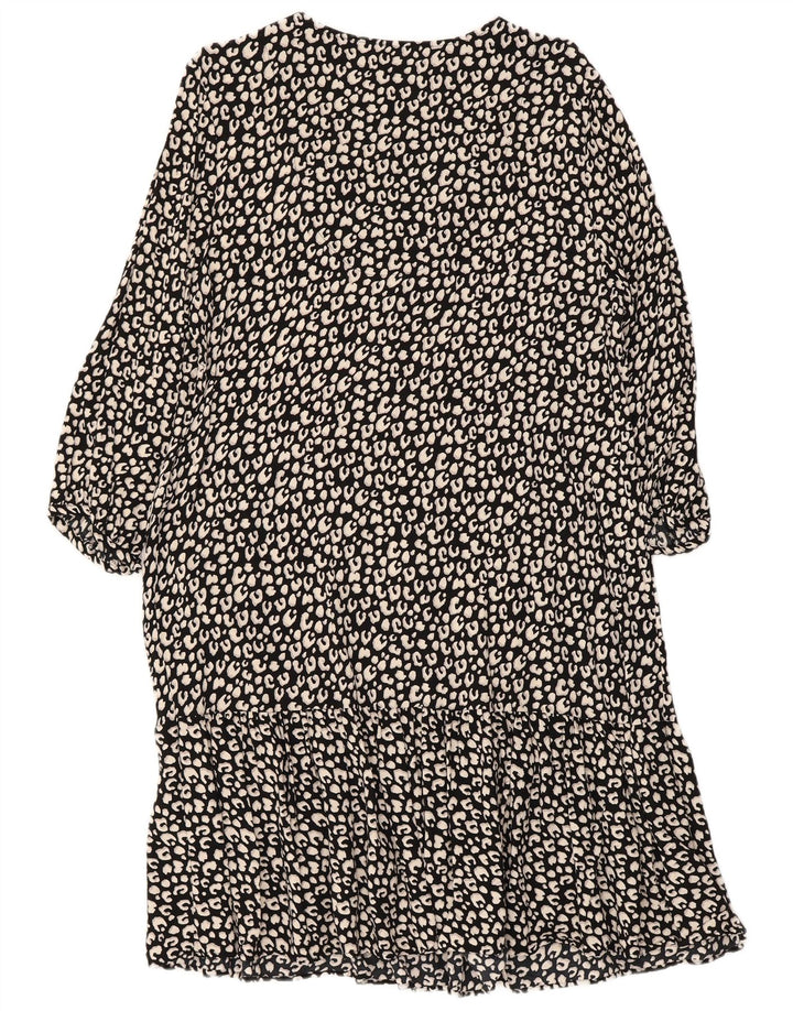 PRINCIPLES Robe à volants à manches 3/4 pour femme UK 16 Grand imprimé animal noir