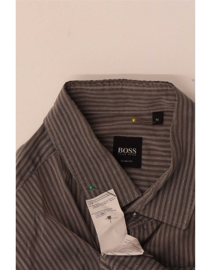 Hugo Boss Chemise Slim Fit en coton à fines rayures gris moyen
