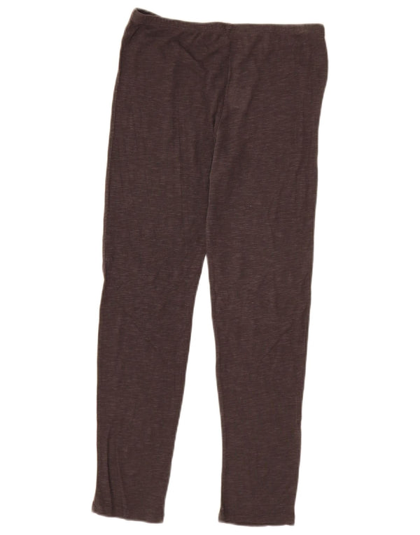 vintage Womens Crop Leggings UK 8 Petit coton moucheté brun