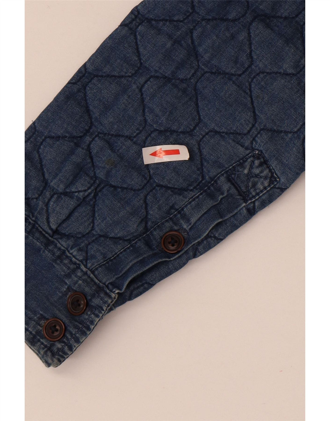 Chemise en denim matelassée vintage pour homme en coton bleu moyen