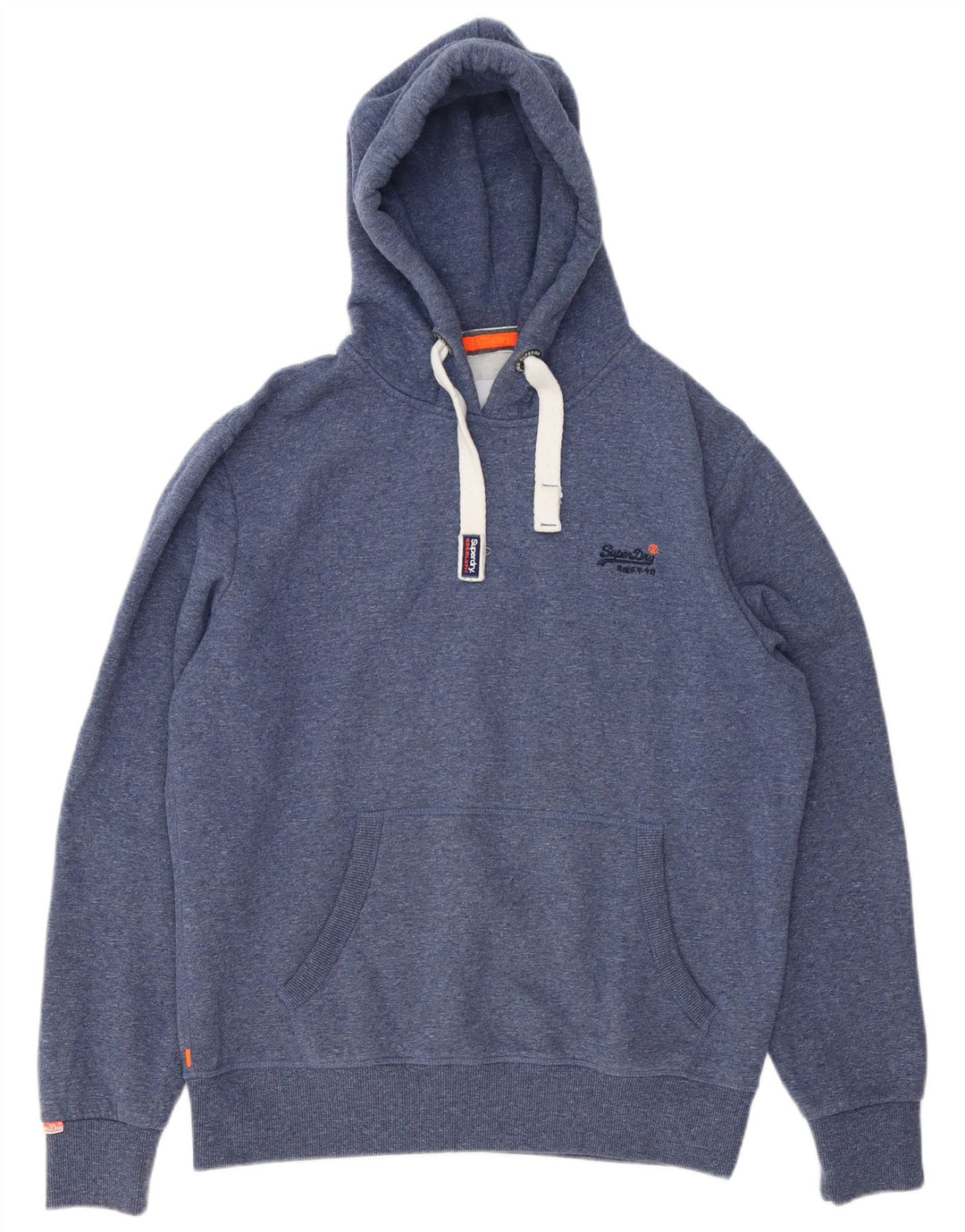 SUPERDRY Pull à capuche pour homme 2XL en coton moucheté bleu