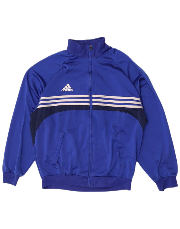 Adidas Veste de survêtement pour homme UK 44/46 Large Bleu Colorblock Polyester