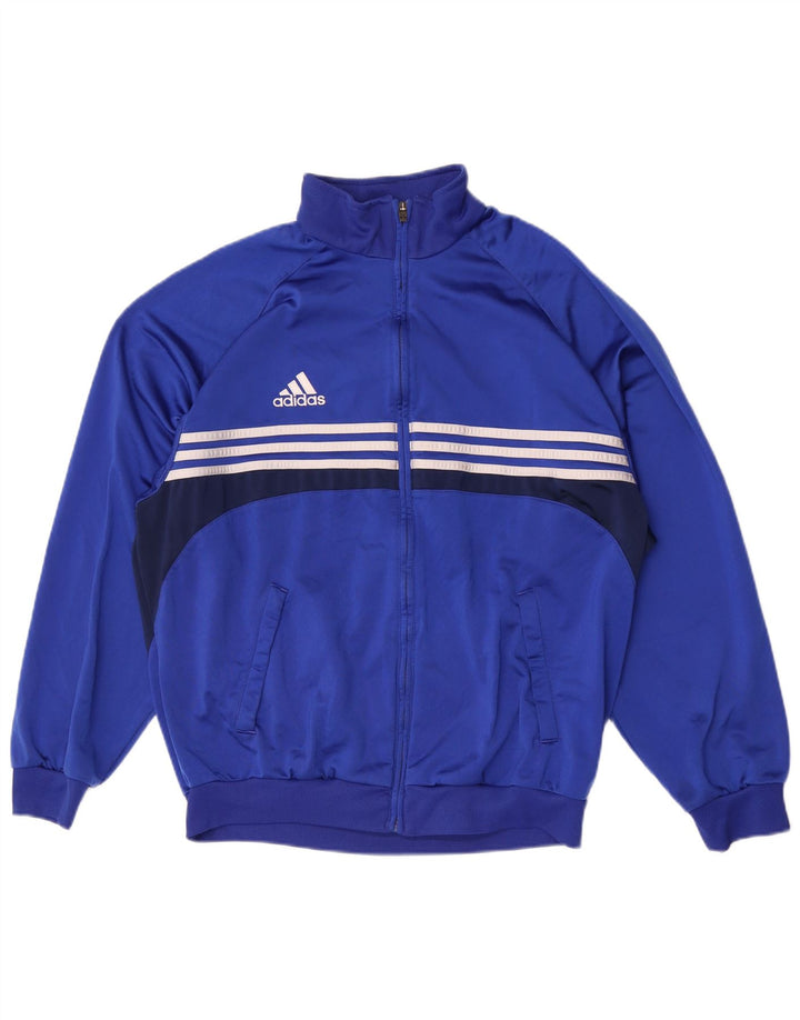 Adidas Veste de survêtement pour homme UK 44/46 Large Bleu Colorblock Polyester