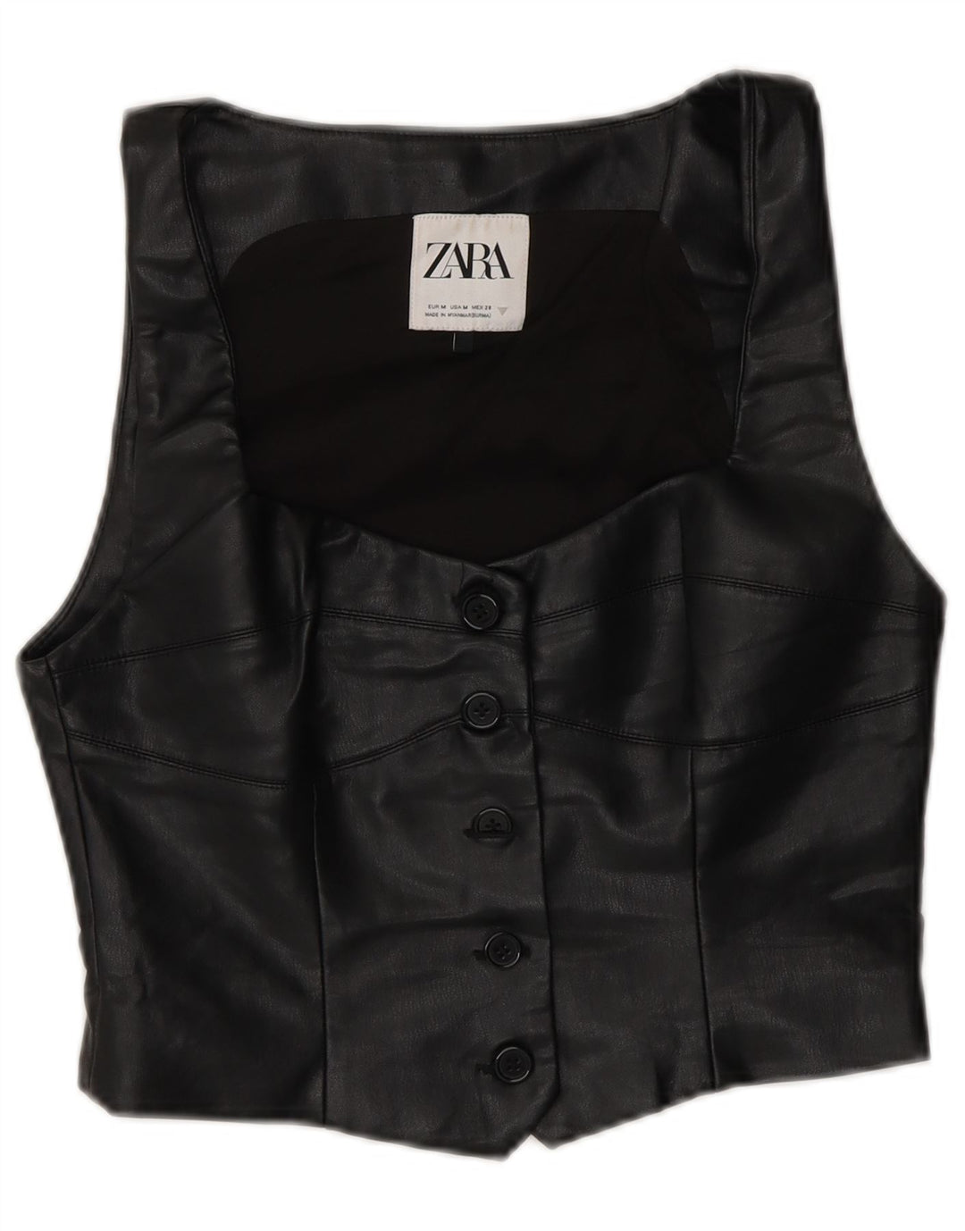 Zara Gilet en cuir pour femme UK 12 Medium Noir