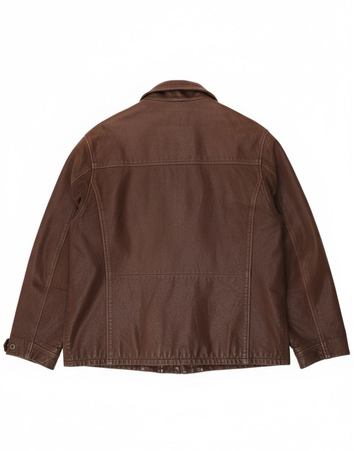 veste en cuir homme vintage IT 50 Grand cuir marron