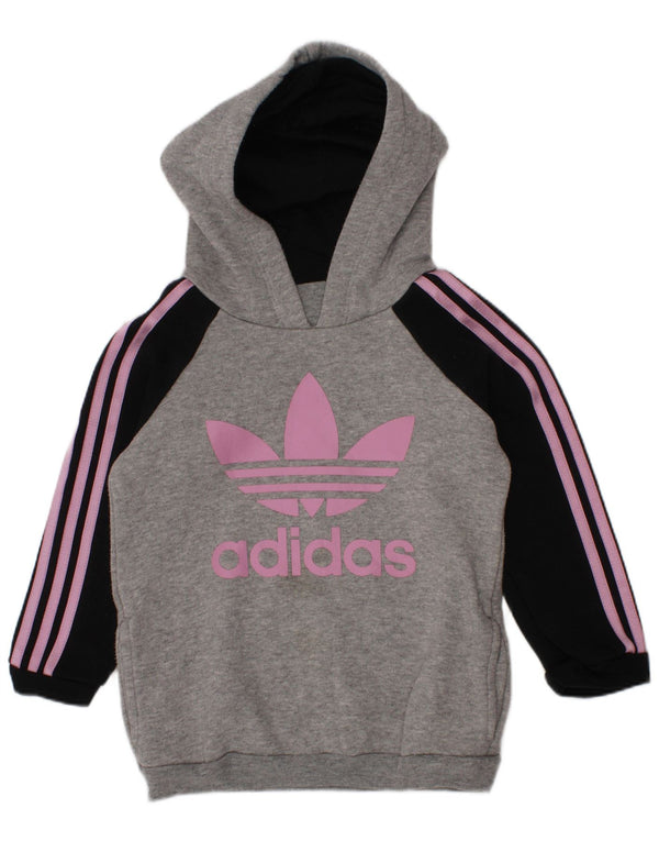 Adidas Pull à capuche graphique pour bébé garçon 12-18 mois Gris Colorblock Coton