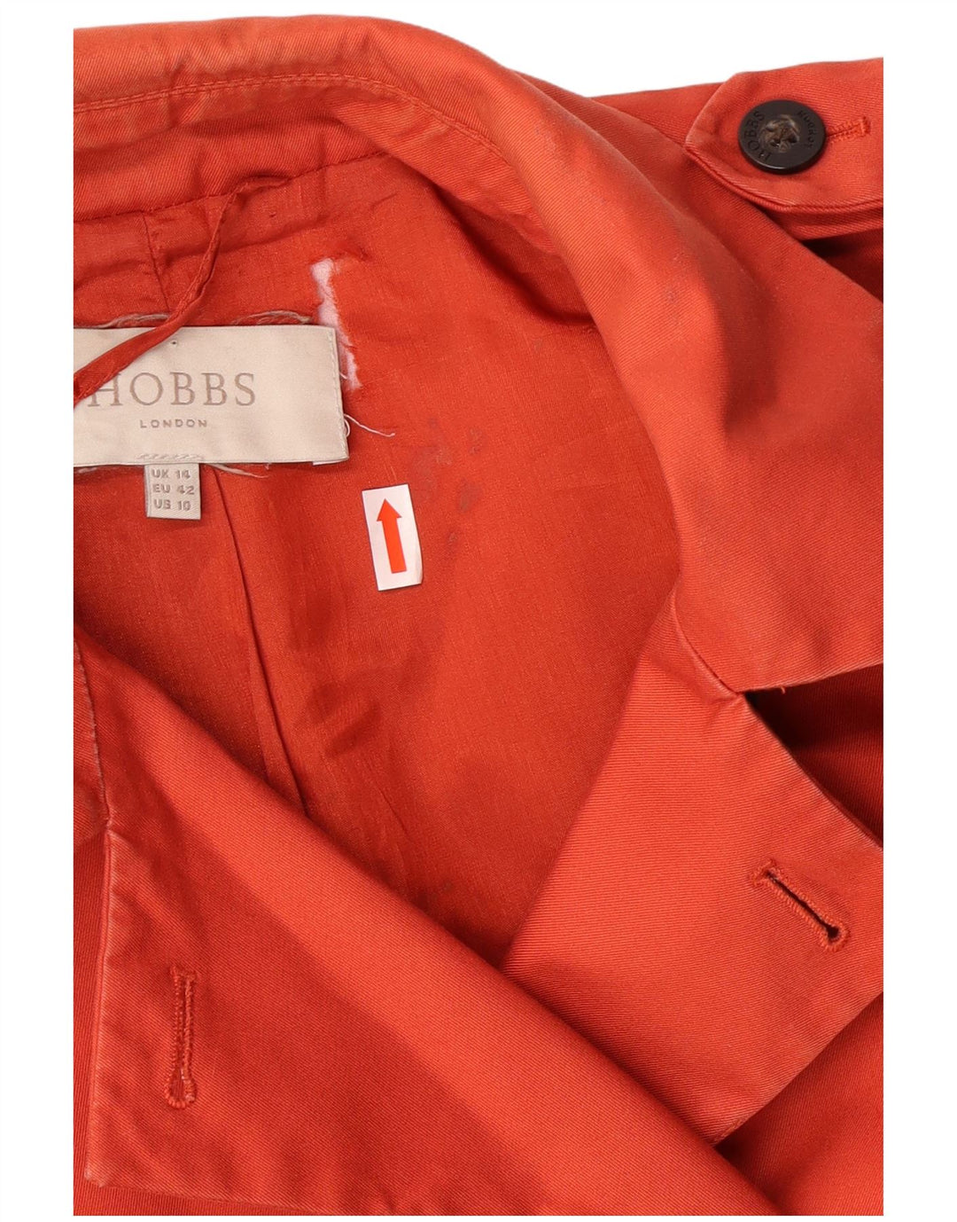 HOBBS Womens London Trench Coat UK 14 Coton Orange Moyen