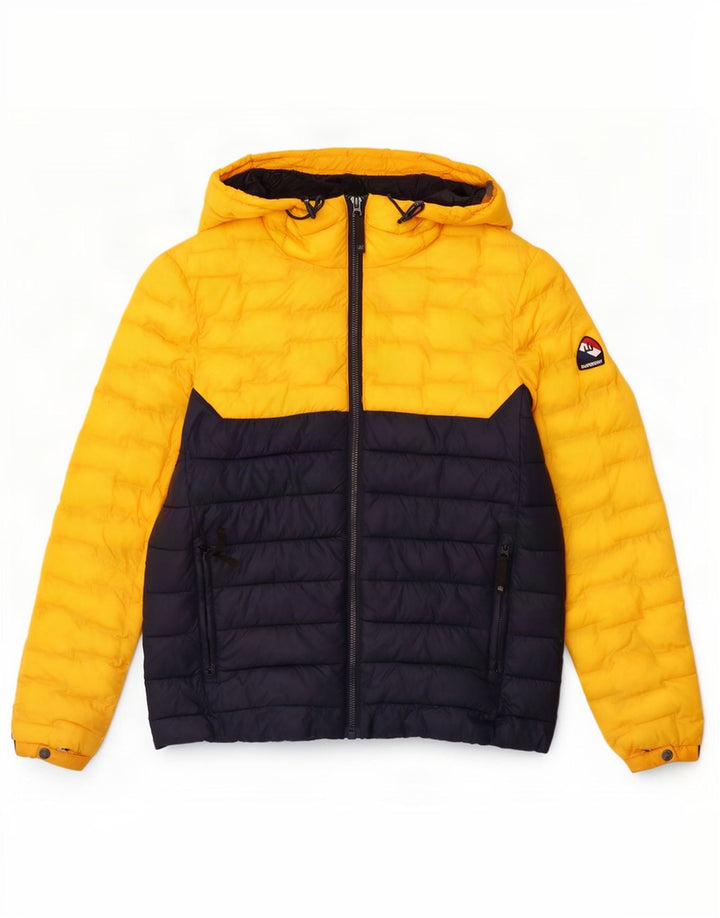 Superdry Veste matelassée à capuche pour hommes UK 38 Medium Yellow Colourblock