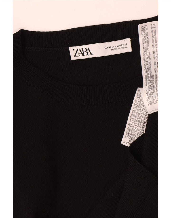 Zara Chemisier à manches 3/4 pour femme UK 12 en coton noir moyen