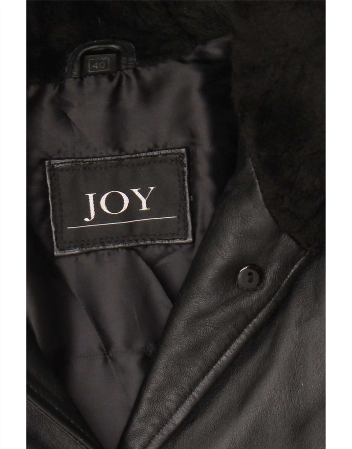 Joy Manteau en cuir surdimensionné à capuche pour femme EU 40 Noir moyen