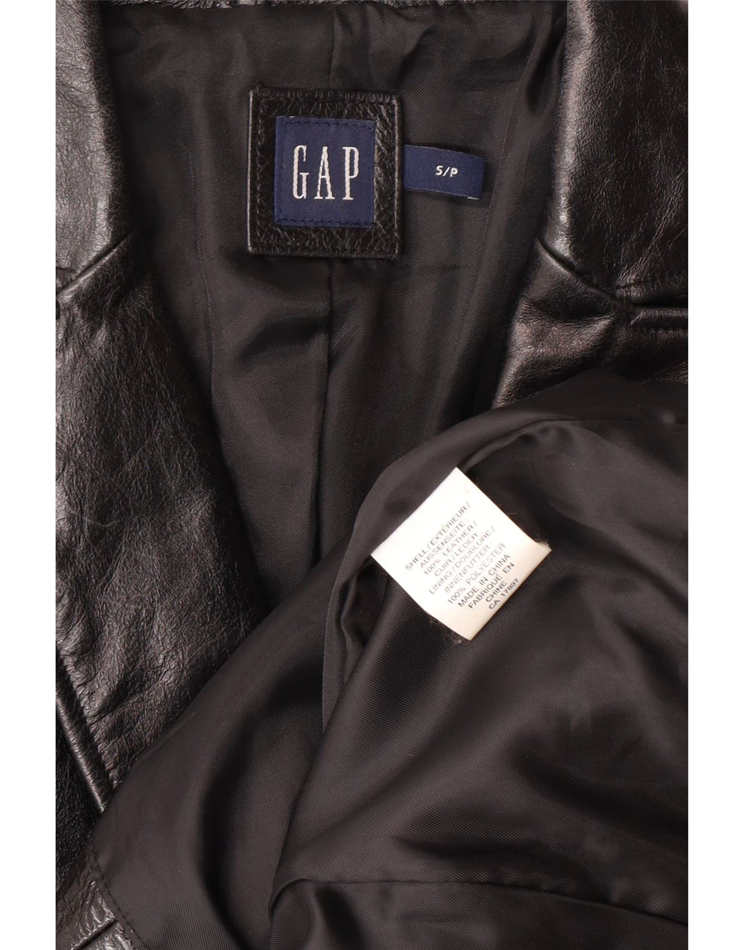 GAP Veste blazer en cuir à 2 boutons pour femme UK 10 Petit cuir noir