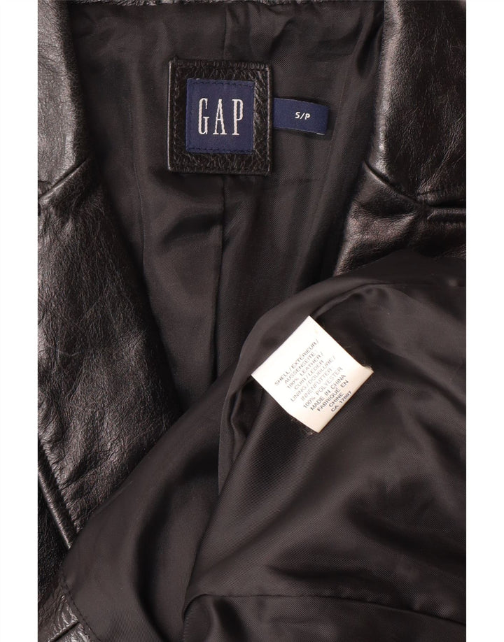 GAP Veste blazer en cuir à 2 boutons pour femme UK 10 Petit cuir noir