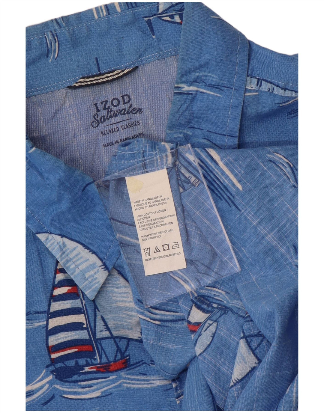 IZOD Chemise à manches courtes pour homme en coton bleu XL Bleu hawaïen