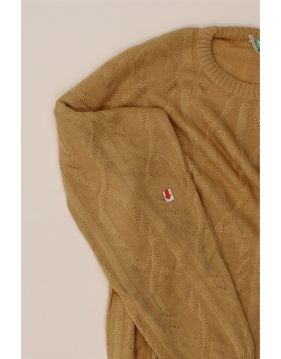 VINTAGE Mens Crew Neck Jumper Sweater Large Beige Vintage Vintage and Second-Hand Vintage from Messina Hembry 