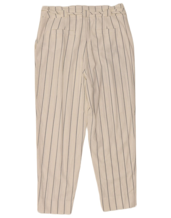 MINT VELVET Pantalon court pour femme UK 10 Small W32 L25 Rayé blanc