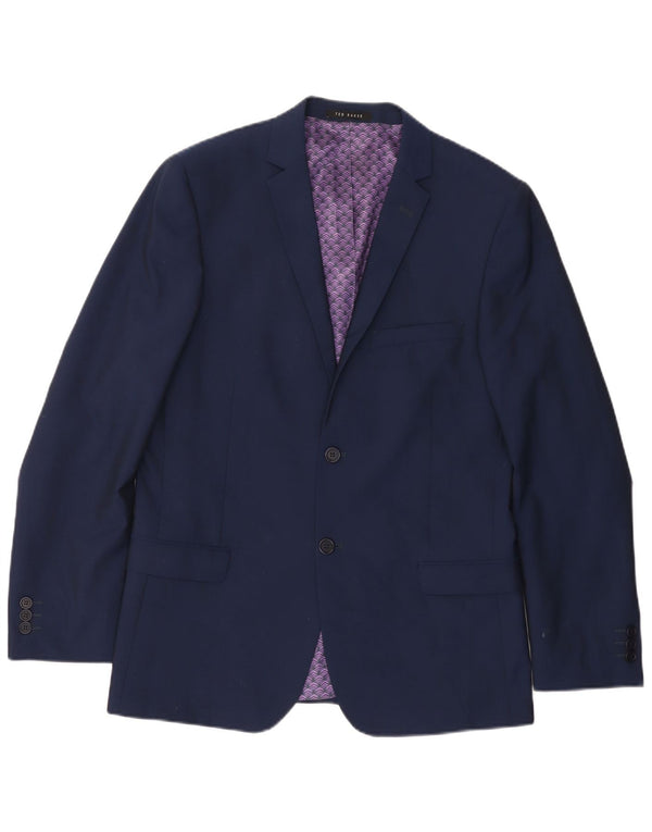 Ted Baker Veste blazer à 2 boutons pour homme UK 40 Large Bleu marine en laine