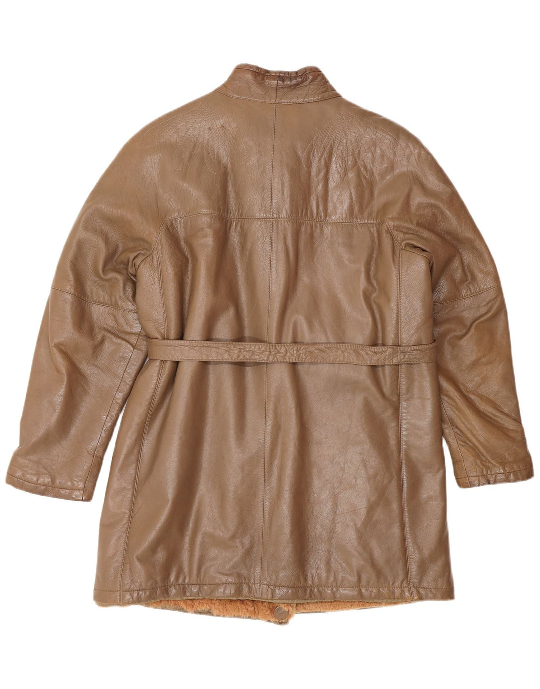 manteau en cuir femme vintage UK 14 Cuir brun moyen