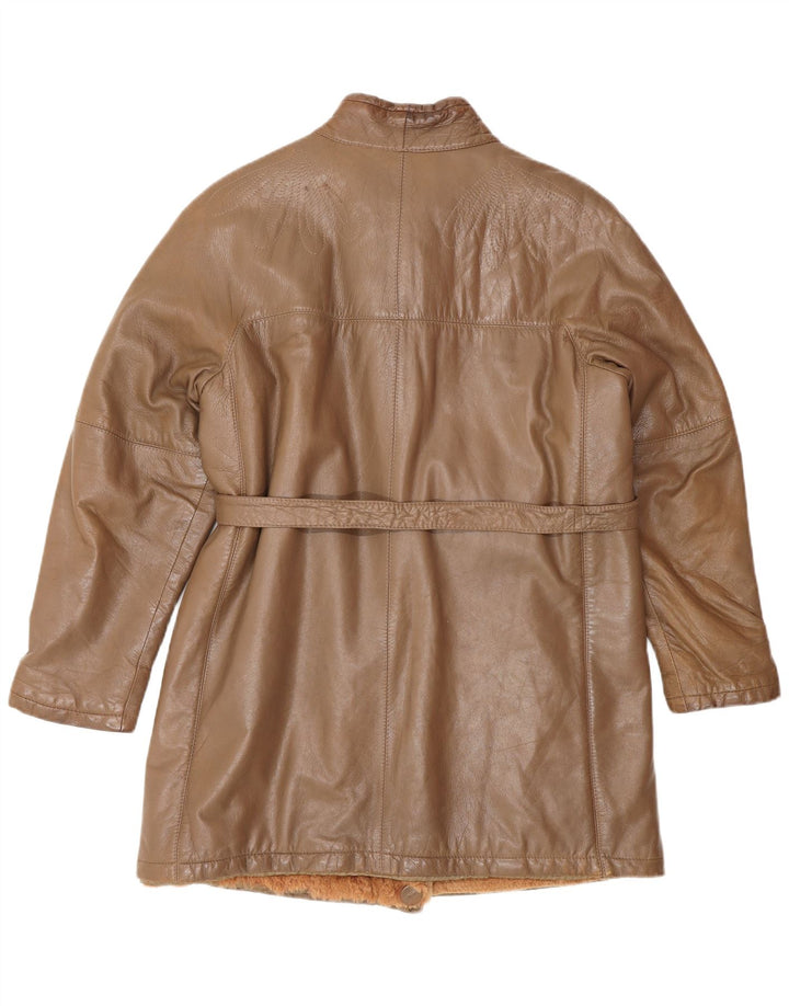 manteau en cuir femme vintage UK 14 Cuir brun moyen