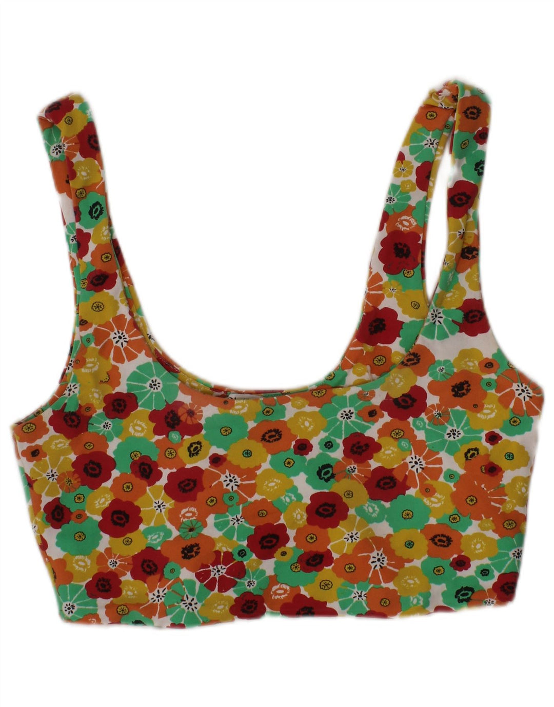 ZARA Femme Graphic Crop Top UK 12 Moyen Multicolore Floral Coloré