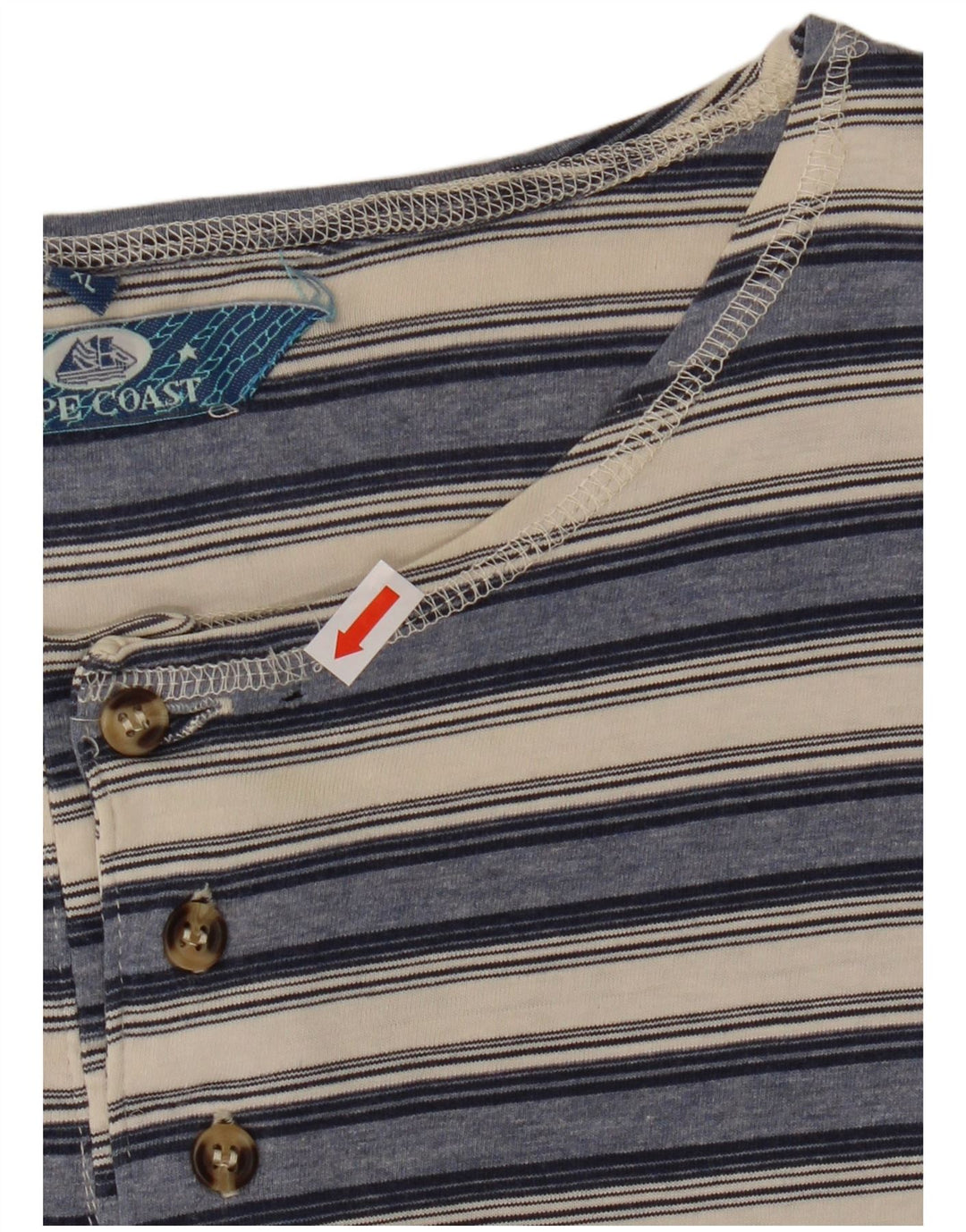 VINTAGE T-Shirt Homme Top XL Bleu Marine Rayé Coton