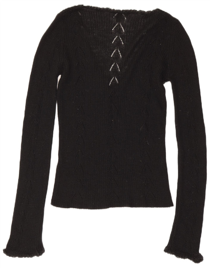 Calvin Klein Haut graphique à manches longues pour femme UK 12 Noir moyen
