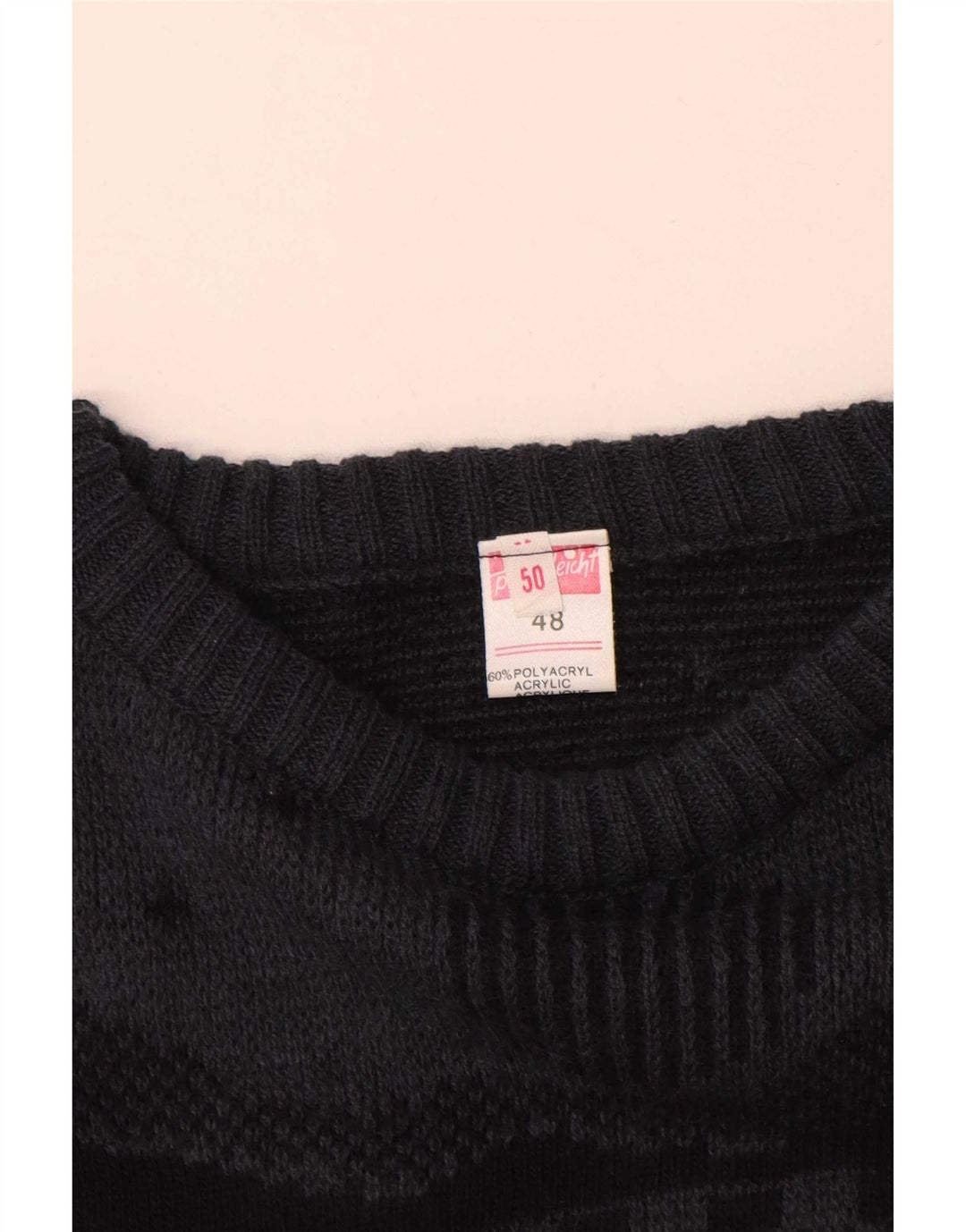 vintage Mens Crew Neck Jumper Sweater IT 48 Moyen Gris Géométrique