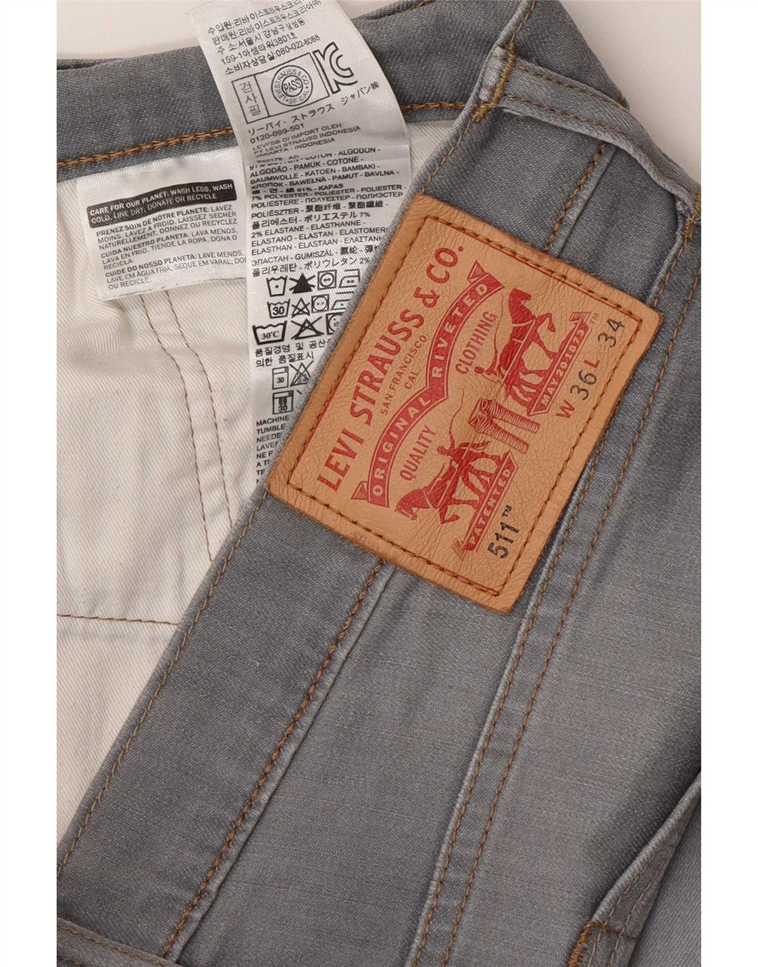 Levi's Jean Slim 511 Homme W36 L29 Gris Coton