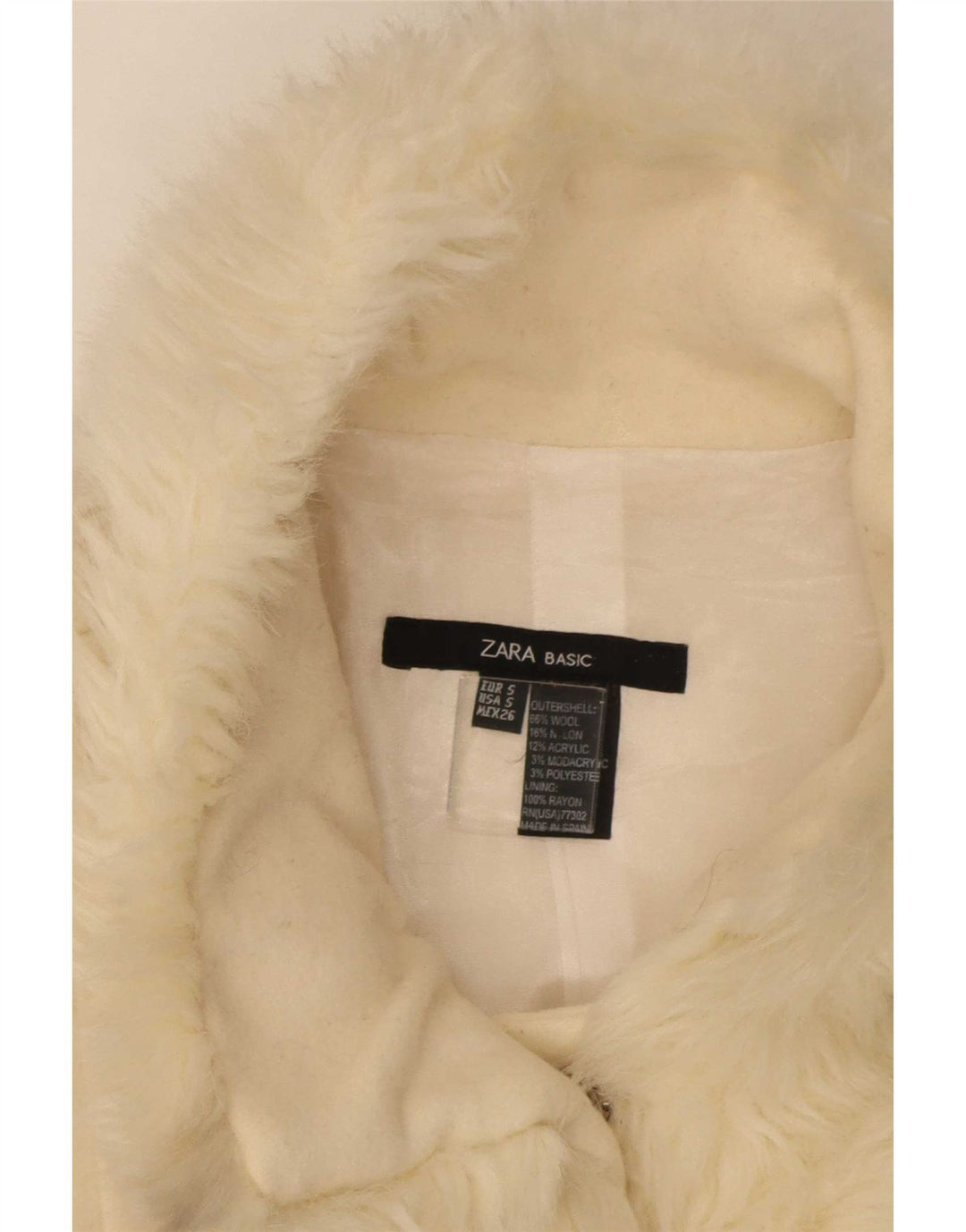Zara Femme Pardessus UK 10 Petite Laine Beige