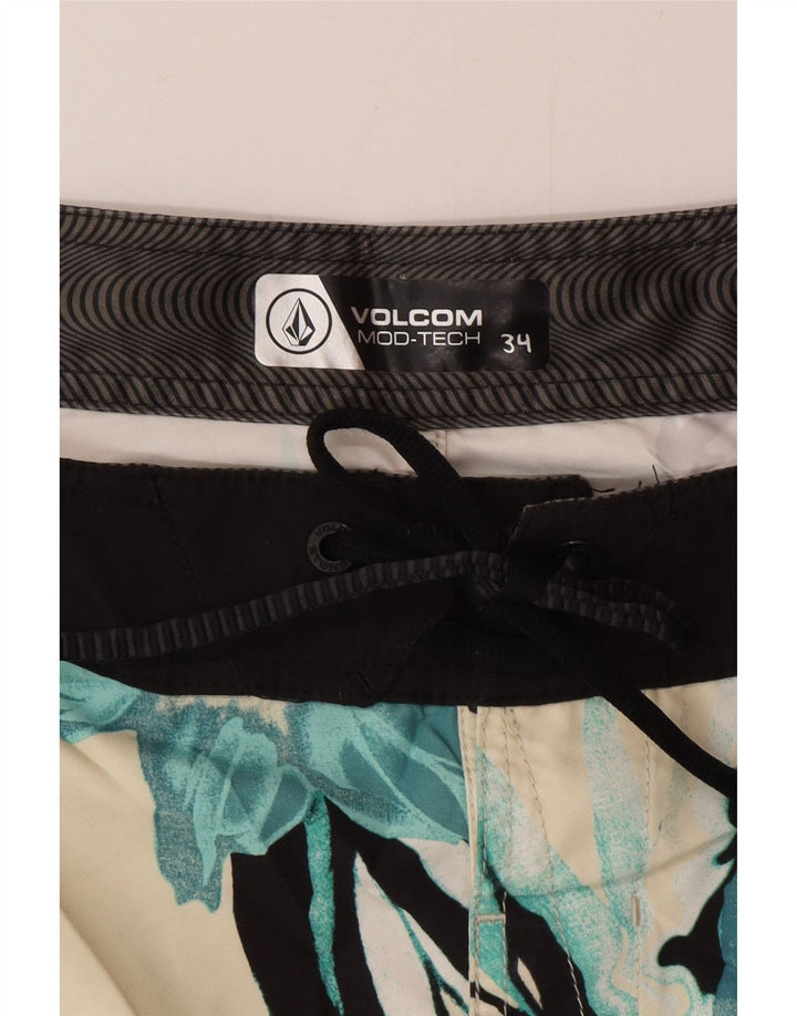 Volcom Short de bain graphique pour hommes, grand motif floral blanc