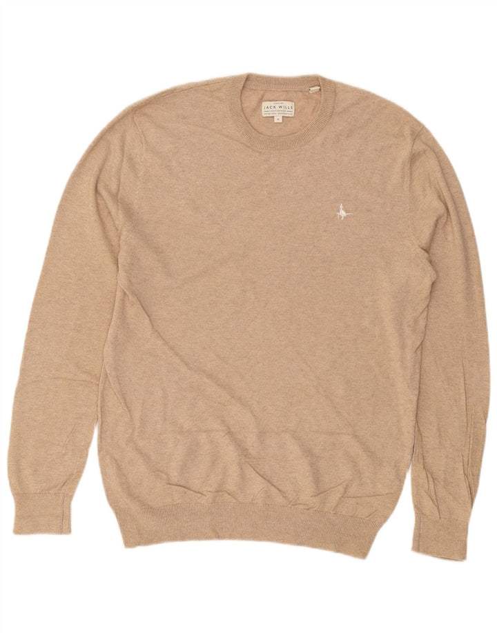 JACK WILLS Pull Col Rond Homme Beige Moyen Moucheté Coton