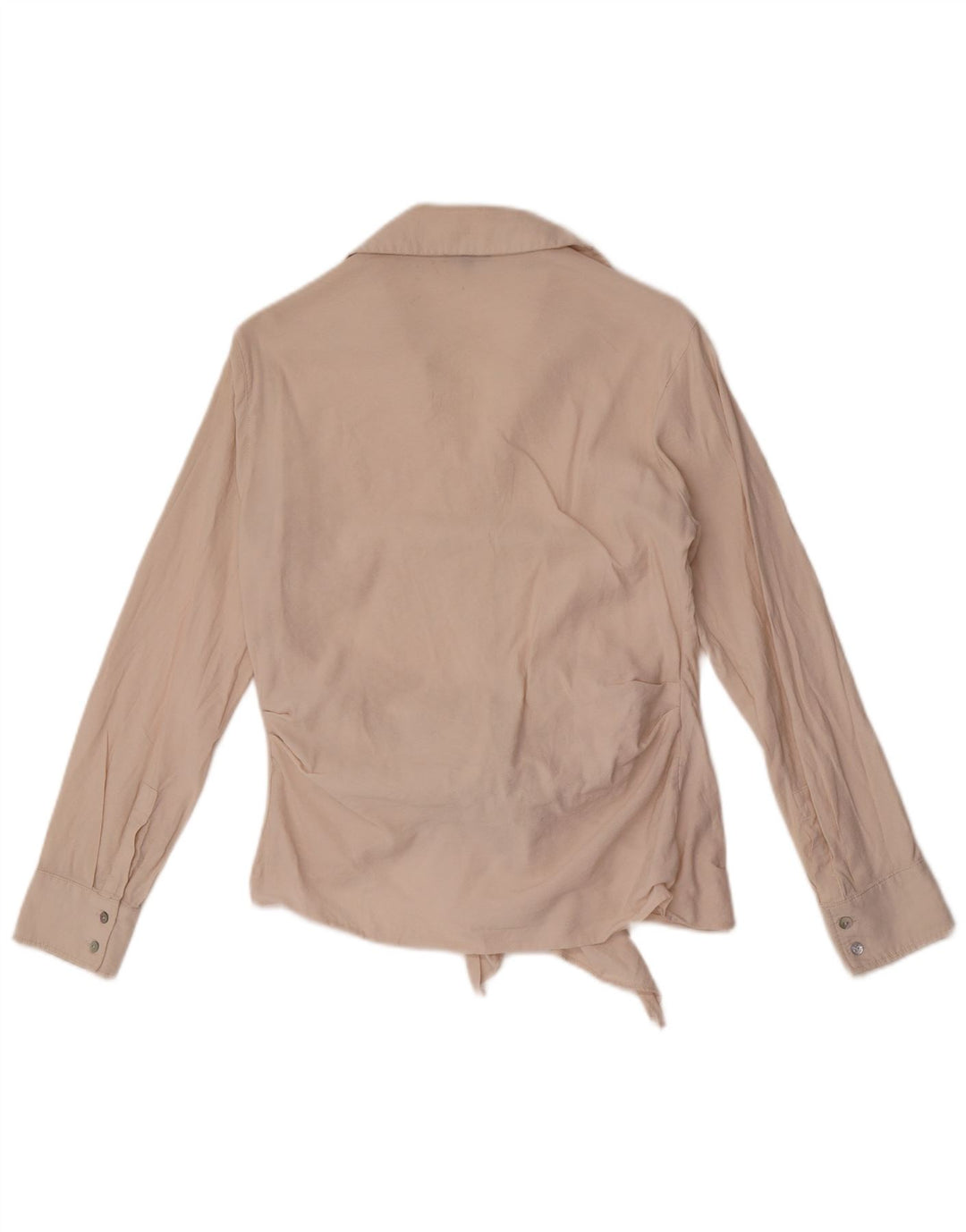 Massimo Dutti Chemisier chemise à nouer sur le devant pour femme UK 10 Petite Viscose Beige
