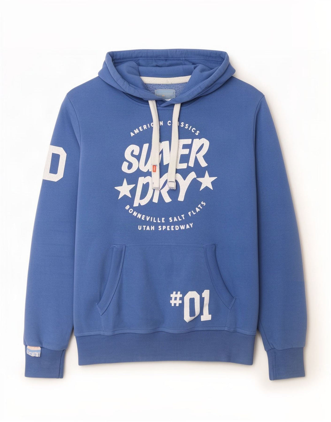 Superdry Pull à Capuche Graphique Homme Bleu Moyen Coton