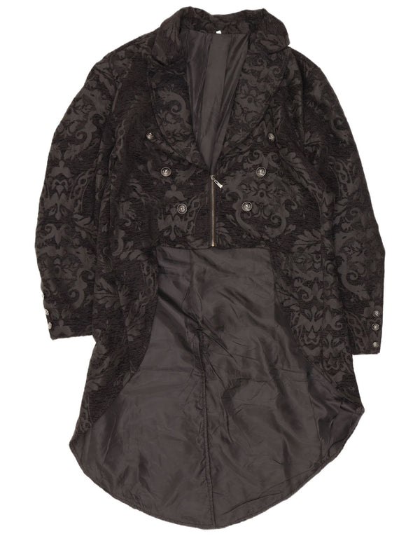 vintage Femmes Tailcoat Blazer Veste UK 20 2XL Noir Paisley