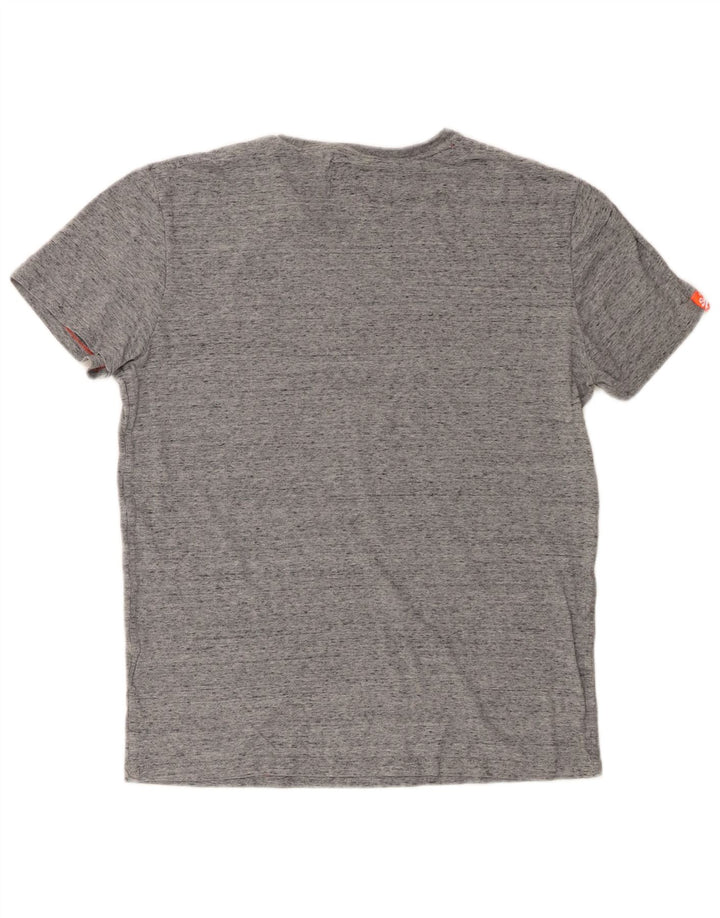 Superdry Homme T-Shirt Top Large Gris Moucheté Coton