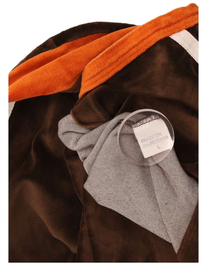 vintage Mens Top Manches Longues Grand Marron Colourblock Coton